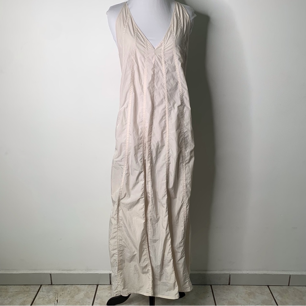 Athleta Women's Cream Nylon Elation V-Neck Hybrid Maxi Dress Size Small